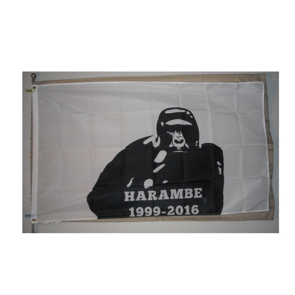 RIP Harambe Gorilla Cincinnati Zoo 3'x5' White Flag Banner 1 Animal Rights